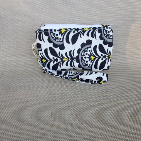 Black, White & Yellow Wristlet