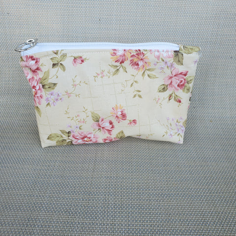 Yellow & Pink Flower Zipper Pouch