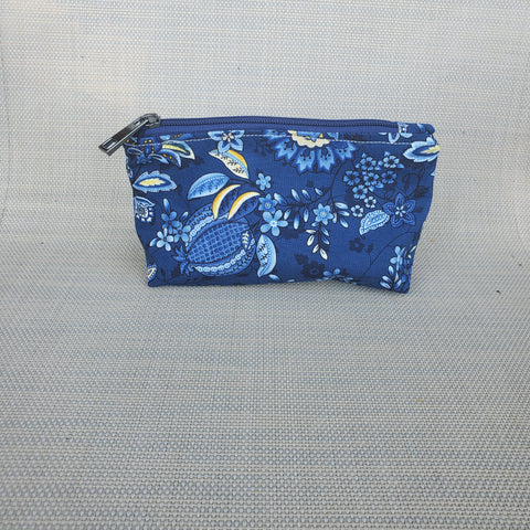 Blue and Yellow Paisley Zipper Pouch