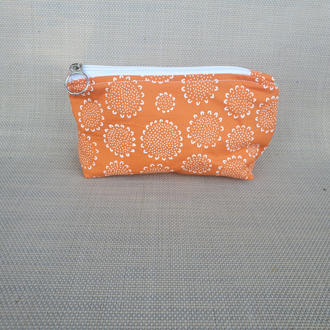 Orange & White Geometric Zipper Pouch