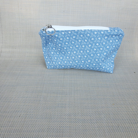 Blue White Flower Zipper Pouch