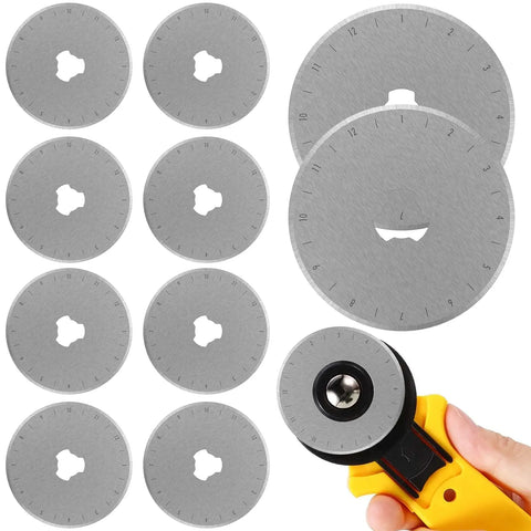 10Pcs Rotary Cutter Blades 45mm SKS-7 High-Carbon Steel Rotary Cutter Replacement Sharp Round Wheel Cutter Blades Set DIY Tool